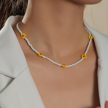 Bohemian Colorful Seed Bead Shell Choker Necklace Statement Short Collar Clavicle Chain Necklace for Women Female Boho Jewelry daiiibabyyy